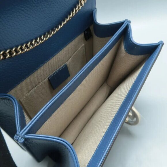 100% Authentic GUCCI Interlocking Blue  Leather Shoulder Bag 868-11324 - Picture 10 of 12